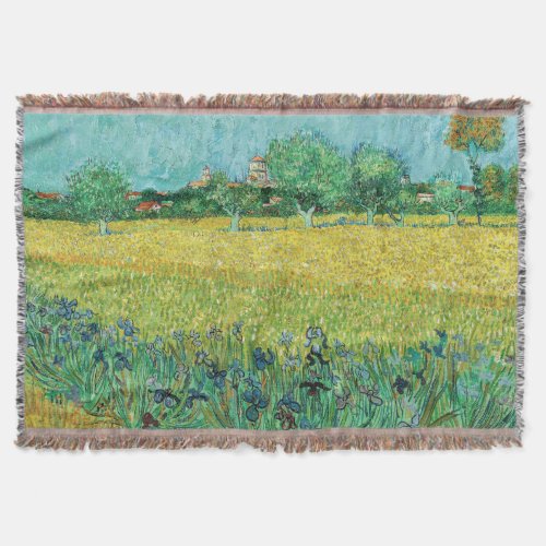 Vincent van Gogh _ Field with Irises near Arles Throw Blanket