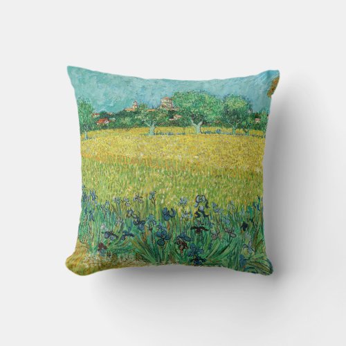 Vincent van Gogh _ Field with Irises near Arles Throw Pillow