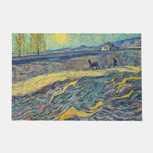 Vincent van Gogh - Field with plowing farmers Doormat (Front)