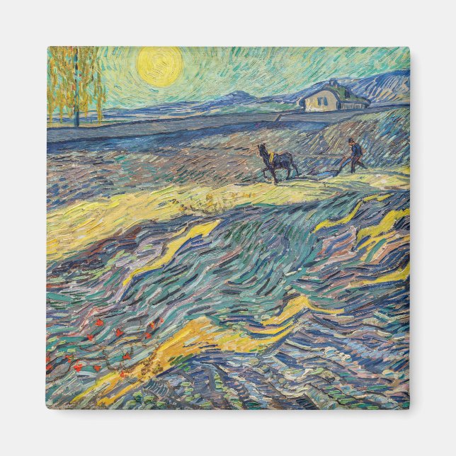 Vincent van Gogh - Field with plowing farmers Magnet (Front)