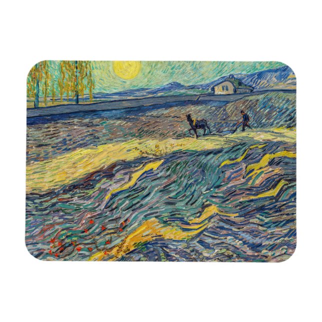 Vincent van Gogh - Field with plowing farmers Magnet (Horizontal)