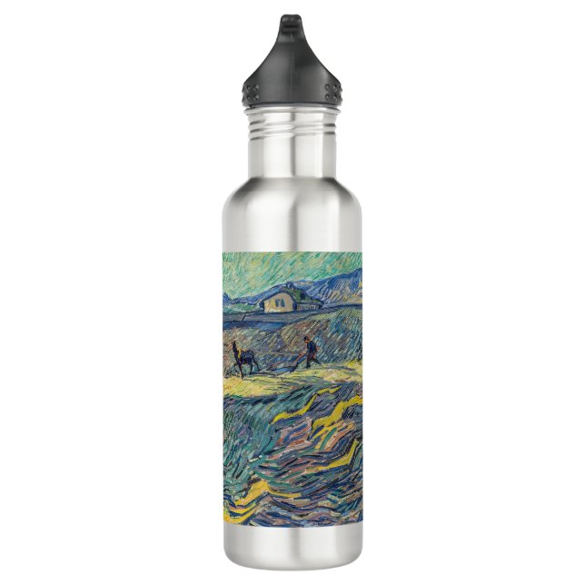 Vincent van Gogh - Field with plowing farmers Stainless Steel Water Bottle (Right)