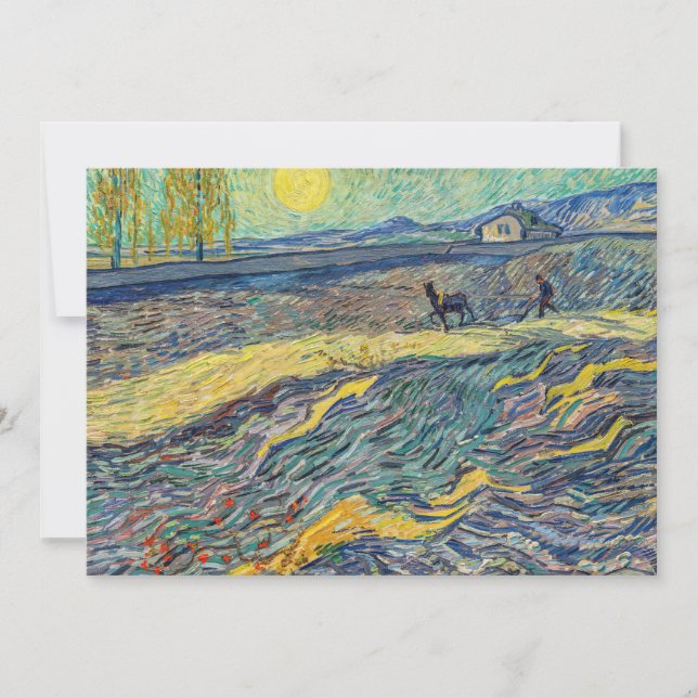 Vincent van Gogh - Field with plowing farmers Thank You Card (Front)