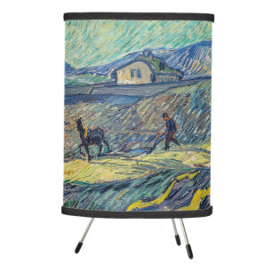 Vincent van Gogh - Field with plowing farmers Tripod Lamp
