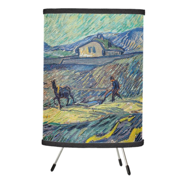 Vincent van Gogh - Field with plowing farmers Tripod Lamp (Right)