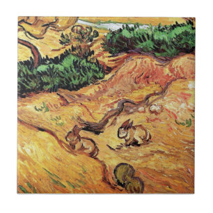 Vincent Van Gogh - Field With Two Rabbits Fine Art Ceramic Tile