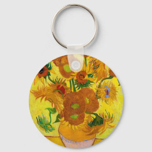 Vincent Van Gogh Fifteen Sunflowers In a Vase Art Keychain