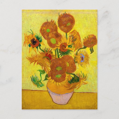 Vincent Van Gogh Fifteen Sunflowers In a Vase Art Postcard