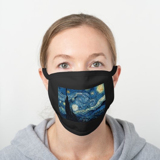 Vincent Van Gogh Fine Art Black Cotton Face Mask (Worn)