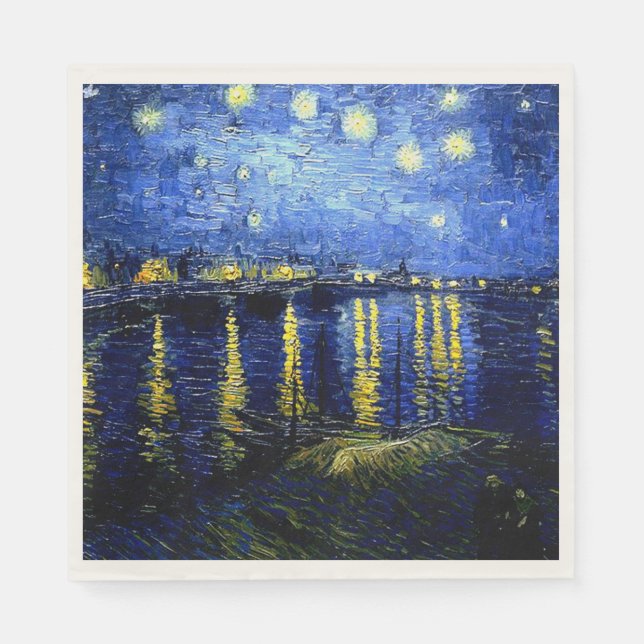 Vincent van Gogh fine art, Starry Night over Rhone Napkins (Front)