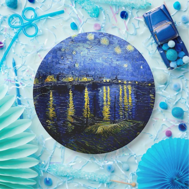 Vincent van Gogh fine art, Starry Night over Rhone Paper Plates (Party)