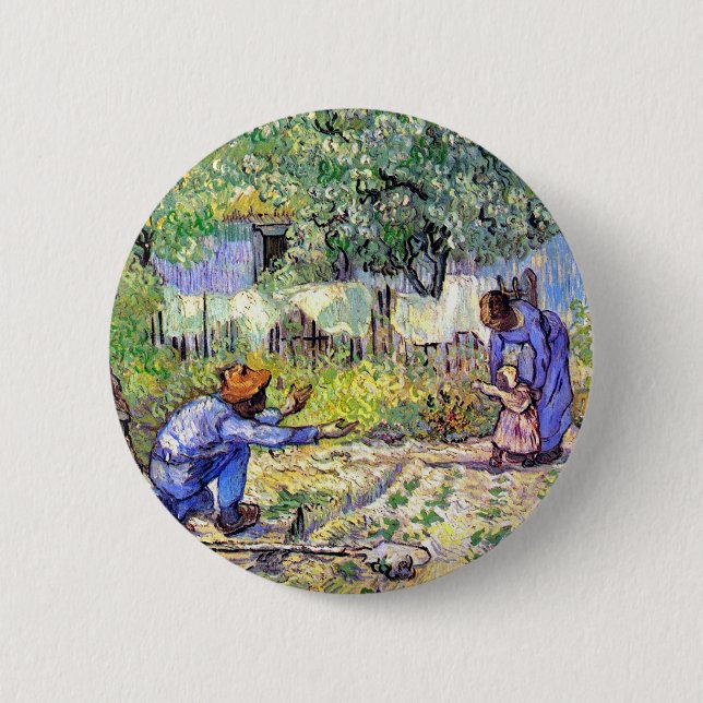 Vincent Van Gogh - First Steps - Father's Day Art Pinback Button (Front)