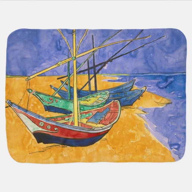 Vincent van Gogh - Fishing Boats on the Beach Baby Blanket (Horizontal)