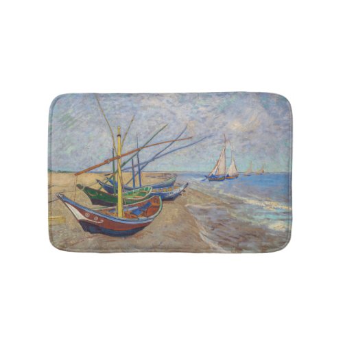 Vincent van Gogh _ Fishing Boats on the Beach Bath Mat