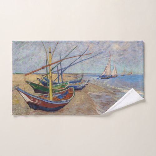 Vincent van Gogh _ Fishing Boats on the Beach Bath Towel Set