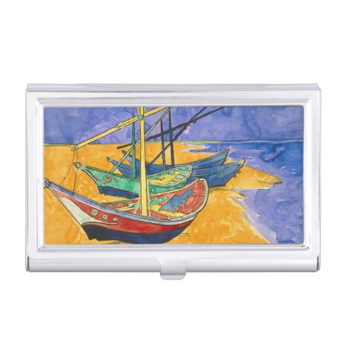 Vincent van Gogh _ Fishing Boats on the Beach Business Card Case