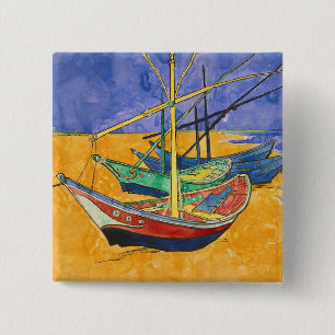 Vincent van Gogh - Fishing Boats on the Beach Button
