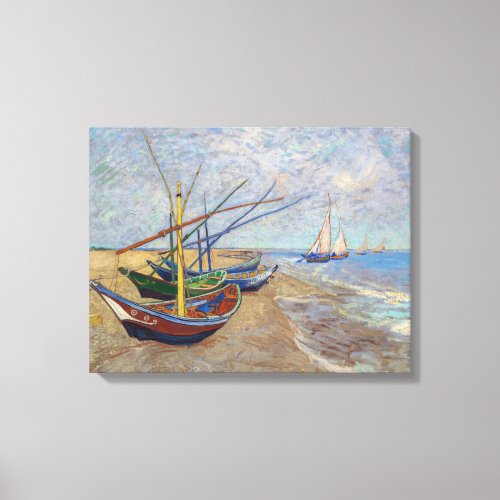 Vincent van Gogh _ Fishing Boats on the Beach Canvas Print