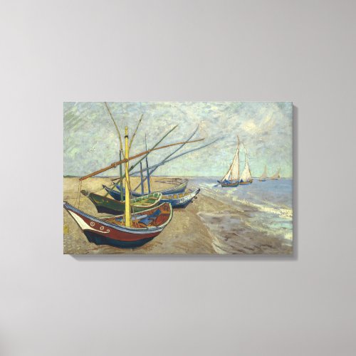 Vincent van Gogh _ Fishing Boats on the Beach Canvas Print