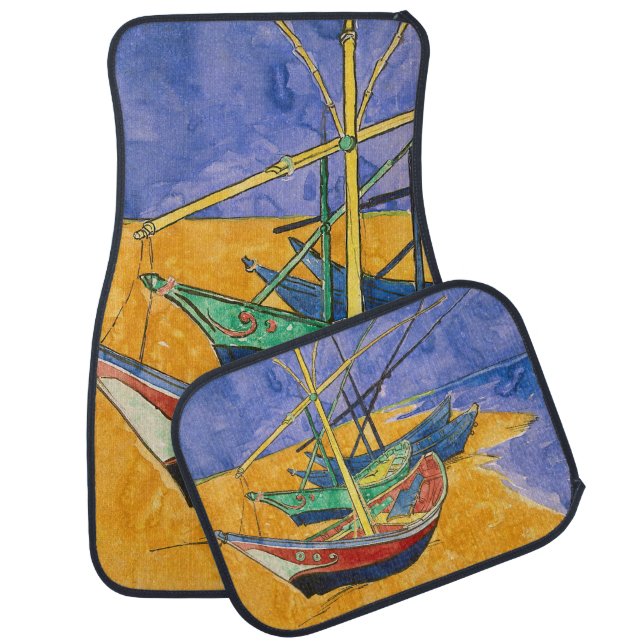 Vincent van Gogh - Fishing Boats on the Beach Car Floor Mat (Set)