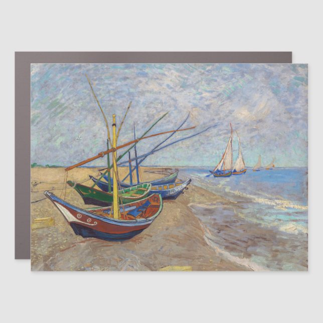 Vincent van Gogh - Fishing Boats on the Beach Car Magnet (Front)