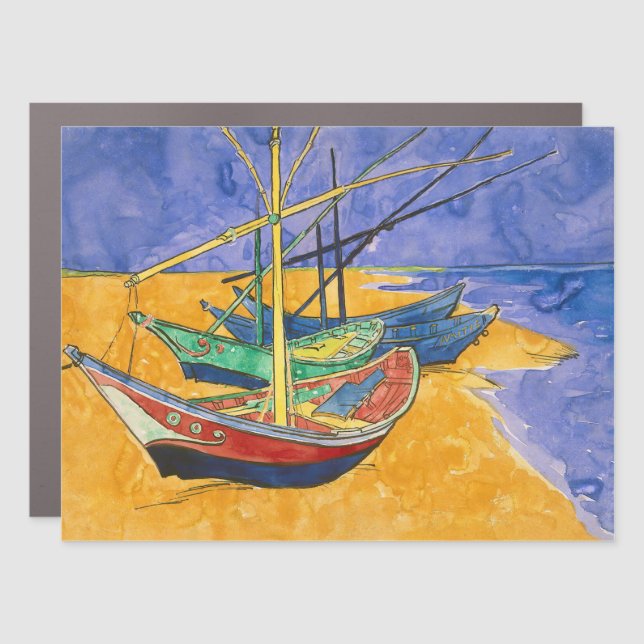 Vincent van Gogh - Fishing Boats on the Beach Car Magnet (Front)