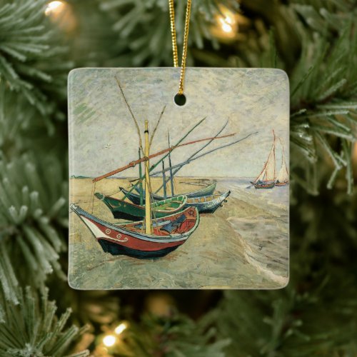 Vincent van Gogh - Fishing Boats on the Beach Ceramic Ornament