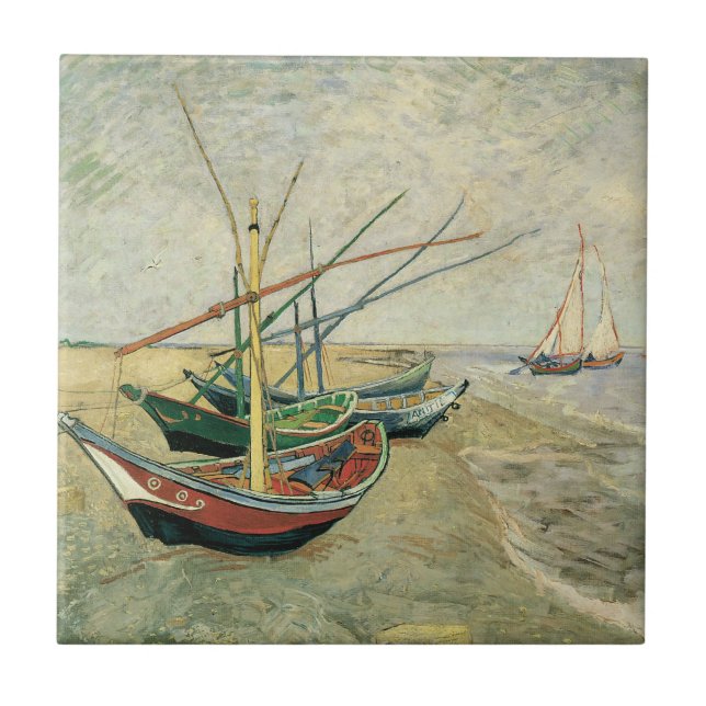 Vincent van Gogh - Fishing Boats on the Beach Ceramic Tile (Front)