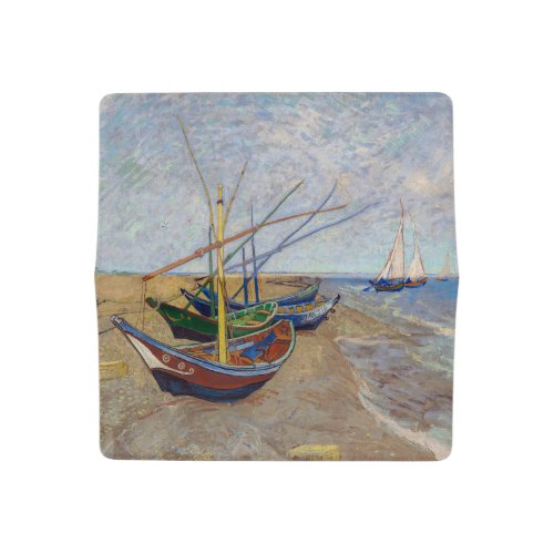 Vincent van Gogh _ Fishing Boats on the Beach Checkbook Cover