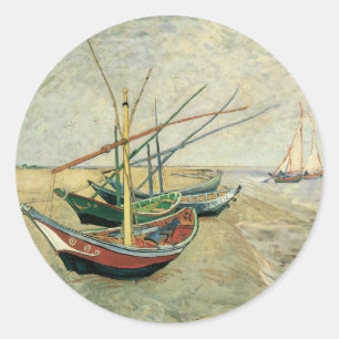 Vincent van Gogh - Fishing Boats on the Beach Classic Round Sticker