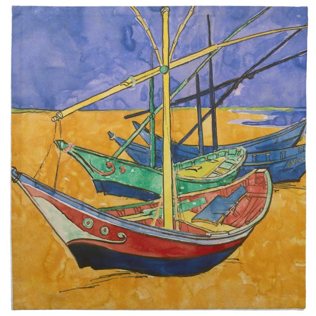 Vincent van Gogh - Fishing Boats on the Beach Cloth Napkin (Front)