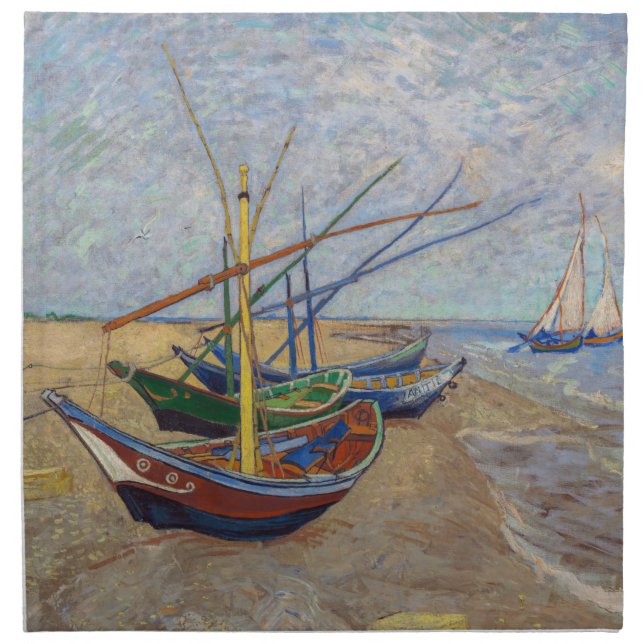 Vincent van Gogh - Fishing Boats on the Beach Cloth Napkin (Front)