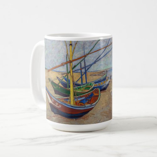 Vincent van Gogh _ Fishing Boats on the Beach Coffee Mug