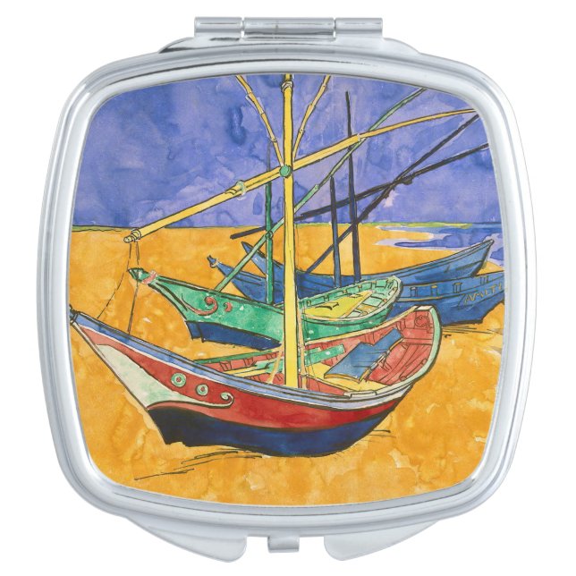Vincent van Gogh - Fishing Boats on the Beach Compact Mirror (Front)