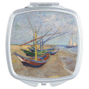 Vincent van Gogh - Fishing Boats on the Beach Compact Mirror