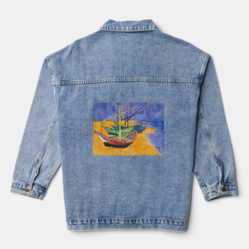 Vincent van Gogh _ Fishing Boats on the Beach Denim Jacket