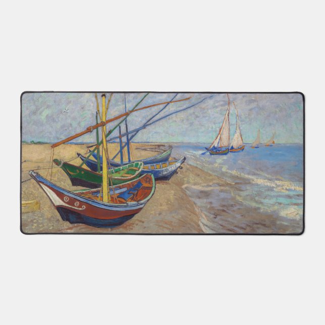 Vincent van Gogh - Fishing Boats on the Beach Desk Mat (Front)
