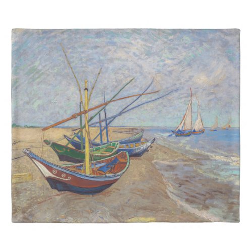 Vincent van Gogh _ Fishing Boats on the Beach Duvet Cover