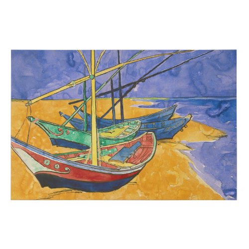 Vincent van Gogh _ Fishing Boats on the Beach Faux Canvas Print