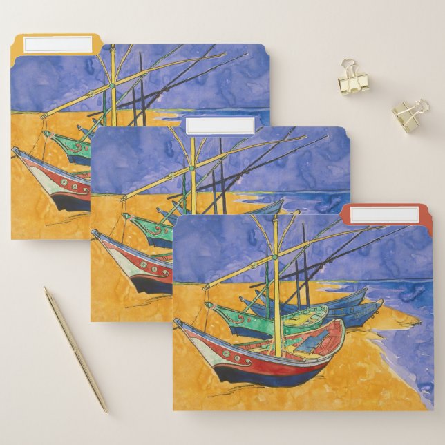 Vincent van Gogh - Fishing Boats on the Beach File Folder (Set)