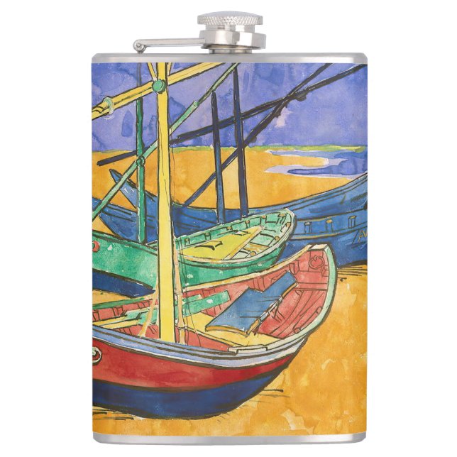 Vincent van Gogh - Fishing Boats on the Beach Flask (Front)