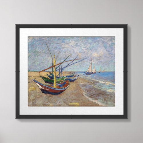 Vincent van Gogh _ Fishing Boats on the Beach Framed Art