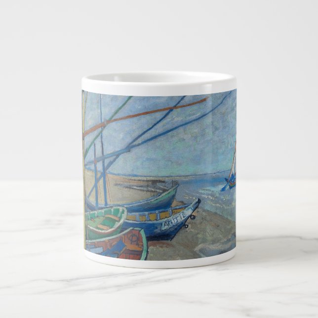 Vincent Van Gogh - Fishing Boats on the Beach Giant Coffee Mug (Front)