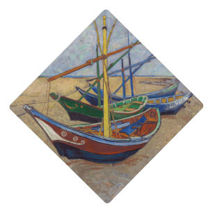 Vincent van Gogh - Fishing Boats on the Beach Graduation Cap Topper
