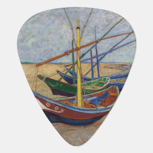 Vincent van Gogh _ Fishing Boats on the Beach Guitar Pick