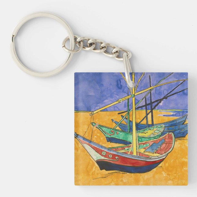 Vincent van Gogh - Fishing Boats on the Beach Keychain (Front)