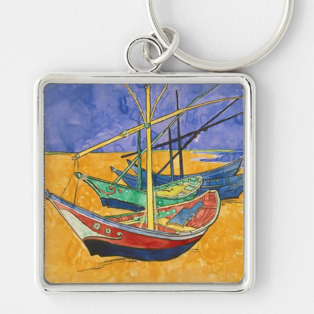 Vincent van Gogh - Fishing Boats on the Beach Keychain (Front)