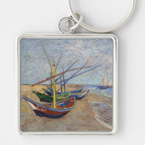 Vincent van Gogh _ Fishing Boats on the Beach Keychain