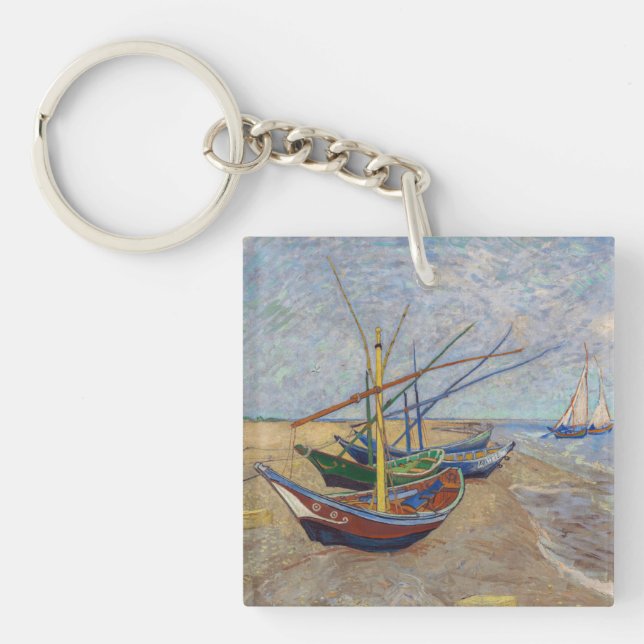 Vincent van Gogh - Fishing Boats on the Beach Keychain (Front)
