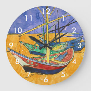 Vincent van Gogh - Fishing Boats on the Beach Large Clock